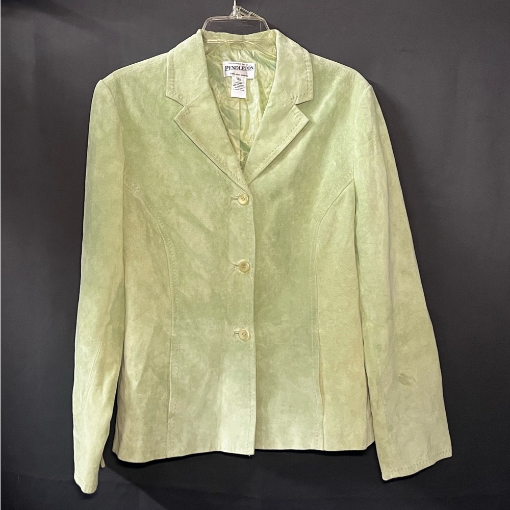Pendleton Jacket Blazer Vintage Womens Green Sued… - image 1